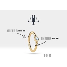 Pırlantalı Halka Piercing Küpe, 12 mm , 1.2 Mm, 14K Sarı-Beyaz-Kırmızı Altın | LE00001D