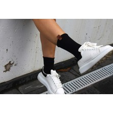 Solidsocks Kadın Soket Çorap Günlük Kullanım Bambu Roll Model Dikişsiz Burun Deri Etiket Detaylı (Siyah Renk)