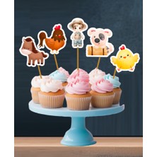 Hiras Dizayn 15ADET Çiftlik Hayvanları Iyiki Doğdun Cupcake Doğum Günü Süsü Pasta Kürdanı  6-7 cm  Cupcake Pasta