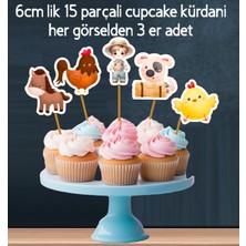 Hiras Dizayn 15ADET Çiftlik Hayvanları Iyiki Doğdun Cupcake Doğum Günü Süsü Pasta Kürdanı  6-7 cm  Cupcake Pasta