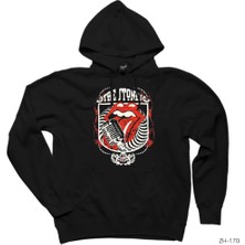 Wakha The Rolling Stones Siyah Kapşonlu Sweatshirt Hoodie