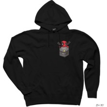 Wakha Deadpool Cep Siyah Kapşonlu Sweatshirt Hoodie