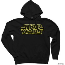 Wakha Star Wars Logo Line Siyah Kapşonlu Sweatshirt Hoodie
