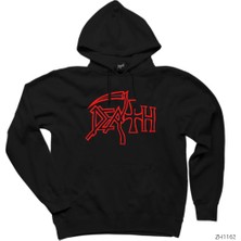 Wakha Death Red Logo Siyah Kapşonlu Sweatshirt Hoodie