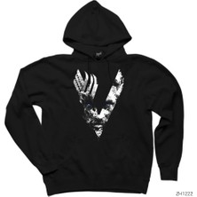 Wakha Vikings Logo Ragnar Siyah Kapşonlu Sweatshirt Hoodie