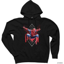 Wakha Spiderman Jump Siyah Kapşonlu Sweatshirt Hoodie