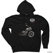 Wakha Victory Gunner Motorcycle Siyah Kapşonlu Sweatshirt Hoodie