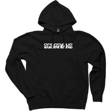 Wakha Scorpions Logo Yazı Siyah Kapşonlu Sweatshirt Hoodie