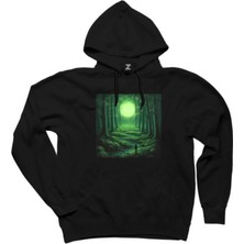 Wakha Green Forest Siyah Kapşonlu Sweatshirt Hoodie