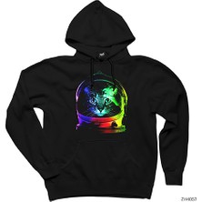 Wakha Kedi Galaksi Siyah Kapşonlu Sweatshirt Hoodie