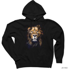 Wakha Aslan Kral Siyah Kapşonlu Sweatshirt Hoodie