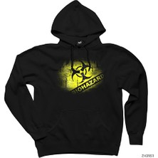 Wakha Biohazard Danger Siyah Kapşonlu Sweatshirt Hoodie