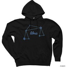 Wakha Terazi Bucu Yıldız Haritası Siyah Kapşonlu Sweatshirt Hoodie