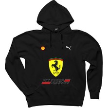 Wakha F1 Ferrari Siyah Kapşonlu Sweatshirt Hoodie