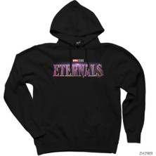 Wakha Eternals Logo Siyah Kapşonlu Sweatshirt Hoodie