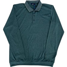 Erkek Normal Beden Polo Yaka Patlı Triko Yakalı Sol Göğüs Nakış Detaylı Sweatshırt