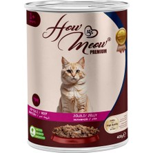 How Meow 12 Adet Jöleli Parça Etli Yetişkin Kedi Yaş Maması Biftekli 400 gr