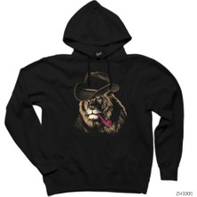 Wakha Aslan Kovboy Siyah Kapşonlu Sweatshirt Hoodie