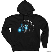 Wakha Iron Man Laser Siyah Kapşonlu Sweatshirt Hoodie