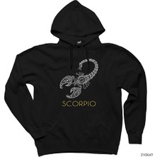 Wakha Akrep Burç Retro Siyah Kapşonlu Sweatshirt Hoodie