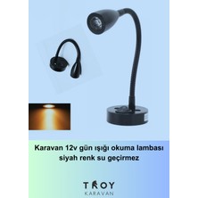 Troy Karavan Karavan 12V Gün Işığı Okuma Lambası Siyah Renk Su Geçirmez