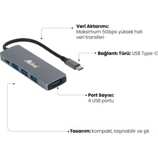 Allison 4'ü 1 Arada Usb-C Hub Docking Station – Yüksek Hızlı ve Çoklu Bağlantı Çözümü