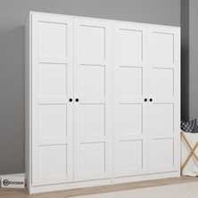 Midoser Lucas 4 Kapaklı 10 Raflı Elbise Dolabı - Gardırop Seti