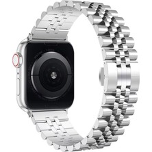 Forzacase Apple Watch 10 42MM ile Uyumlu Rolex Tasarım Metal Kordon Kayış - FC879