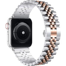 Forzacase Apple Watch 9 41MM ile Uyumlu Rolex Tasarım Metal Kordon Kayış - FC879