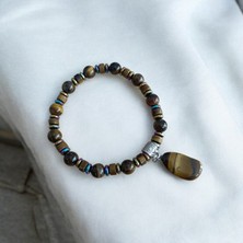 Mga Doğaltaş Kaplan Gözü Bileklik Özel Tasarım Sevgiliye Özel Hediye Gerçek Doğal Taş Bileklik Güç Cesaret Bilekliği