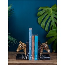 Miarik Design Dekoratif Doğal Siyah Mermer Kaideli At Kitap Tutucu