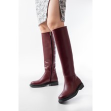 Shemard Bordo Fermuarlı Günlük Kadın Çizme