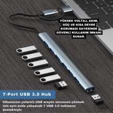 Polham 7in1 Type C/usb To 7x USB 3.0 Çoğaltıcı Okuyucu Hup Adaptör, Klavye, Mouse, Yazıcı, USB Okuyucu