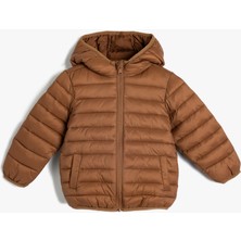 Koton Şişme Mont Kapşonlu Cepli Fermuarlı