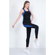 Sea Queen Kadın Yüksek Bel Likralı Toparlayıcı Dalgıç Kumaş Koşu & Fitness Yoga & Pilates Spor Crop-Tayt 2 Li Takım