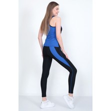 Sea Queen Kadın Yüksek Bel Likralı Toparlayıcı Dalgıç Kumaş Koşu & Fitness Yoga & Pilates Spor Crop-Tayt 2 Li Takım