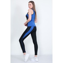 Sea Queen Kadın Yüksek Bel Likralı Toparlayıcı Dalgıç Kumaş Koşu & Fitness Yoga & Pilates Spor Crop-Tayt 2 Li Takım