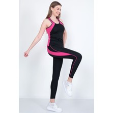 Sea Queen Kadın Yüksek Bel Likralı Toparlayıcı Dalgıç Kumaş Koşu & Fitness Yoga & Pilates Spor Crop-Tayt 2 Li Takım