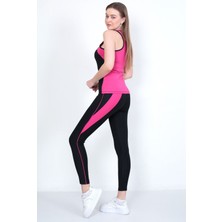 Sea Queen Kadın Yüksek Bel Likralı Toparlayıcı Dalgıç Kumaş Koşu & Fitness Yoga & Pilates Spor Crop-Tayt 2 Li Takım