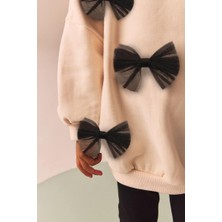 Magu Fiyonk Desenli Pamuklu Sweatshirt Tayt Set Alt-Üst Takım Kız Çocuk
