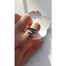 Nevamor Altın Kaplama Gümüş Renk Damla Yüzük