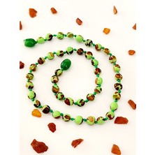 Kehribar Sarayı Mozaik Yeşil Kehribar Çocuk Kolye 40 cm