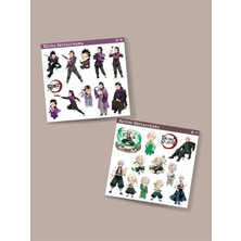 Minithingsart Demon Slayer Sanemi Shinazugawa - Genya Shinazugawa 2'li Set Anime Sticker Çıkartma