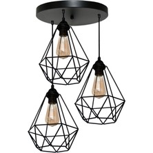 Evşen 3 Lü Oda Salon Antre Avizesi Mat-Siyah