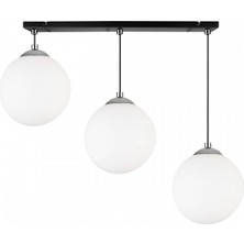 3 Başlı Kartopu Modern Salon Avize Gercek Cam Metal Gövde