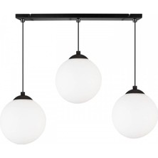 3 Başlı Kartopu Modern Salon Avize Gercek Cam Metal Gövde