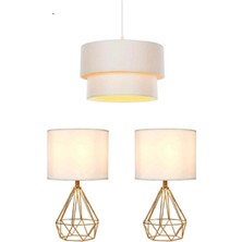 Aydınlatma Seti Tardu Salon Avize, Hol Avize Mutfak Avize 2 Adet Masa Abajur