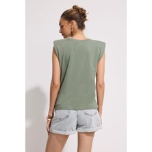 Babokah Omuz Vatkalı Kolsuz T-Shirt