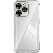 Case World Tecno Spark 20 Pro Kapak Kamera Korumalı Kartlıklı Darbe Emici Özellikli Şeffaf Silikon Kılıf