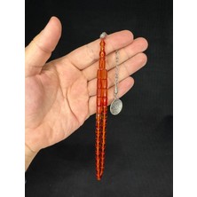 Anemore Collection Ateş Kehribar Tesbih Açık Turuncu Renkli Kesme Kesim 10,5mmX6mm T-663